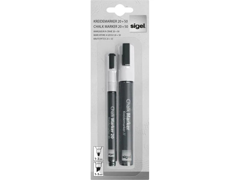 Sigel Kreidemarker 20 und 50 2 Stück, Weiss