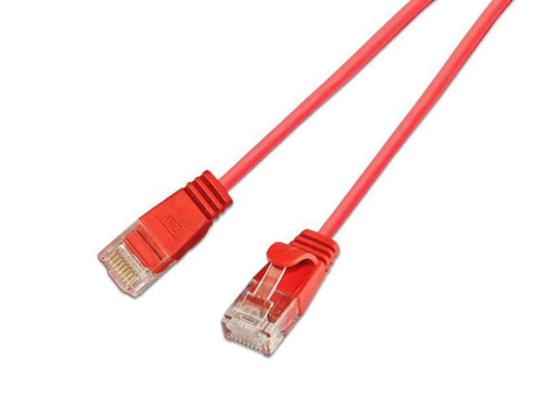 SLIM Slimpatchkabel RJ-45 - RJ-45, Cat 6, UTP, 0.15 m, Rot