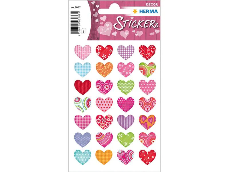 Herma Stickers Motivsticker Bunte Herzen 84 Stück Mehrfarbig