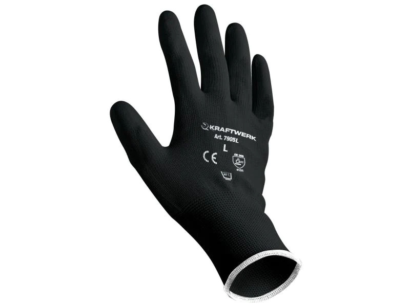 Kraftwerk Mechanikerhandschuh M, Schwarz, 24 Paar