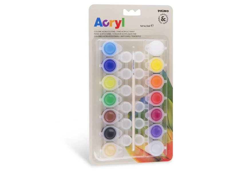 Primo Acrylfarbe 14 x 4.5 ml, Mehrfarbig