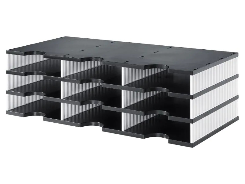 Styro Dokumentenablage styrodoc trio Standard, Schwarz, 9 Fächer