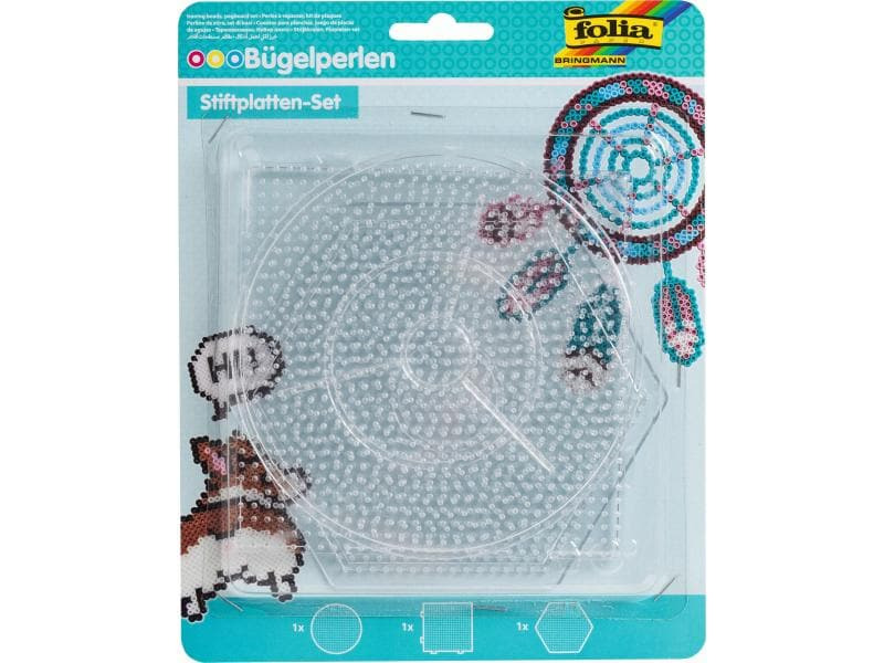Folia Bügelperlen Platten Stiftplatten-Set Weiss