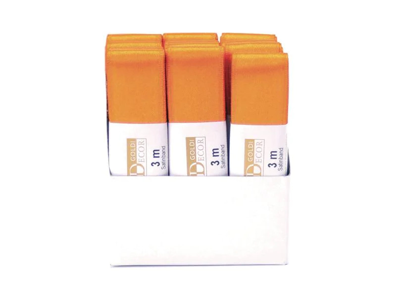 GOLDINA Satinband 25 mm x 3 m, Orange, 1 Stück