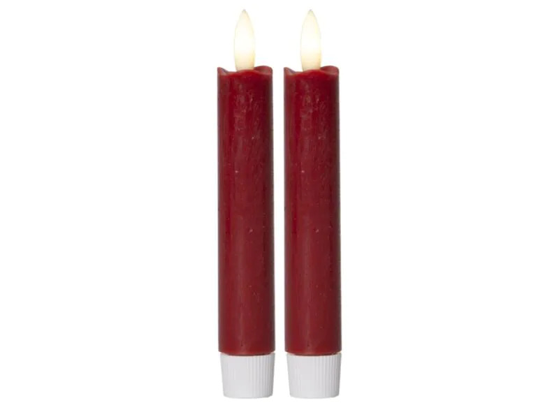 Star Trading LED-Stabkerzen Set Dinner Flamme Ø 2.1 x 15 cm, Rot, 2 Stk