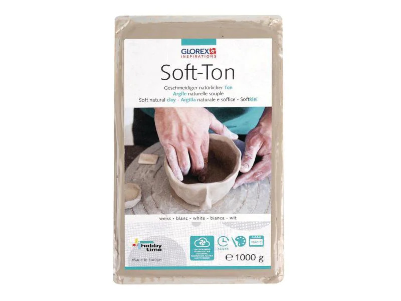 Glorex Modelliermasse Soft-Ton 1000g, Weiss