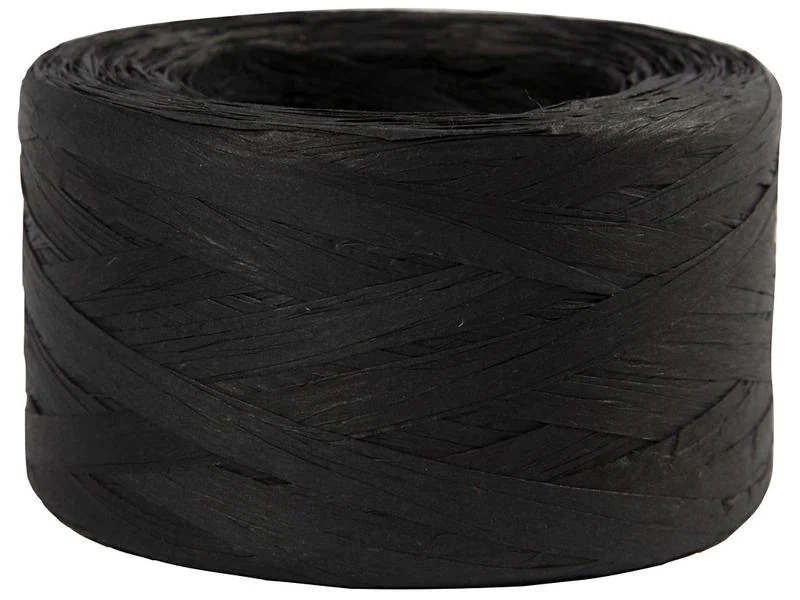 Creativ Company Geschenkband Raffiabast 8 mm x 100 m, Schwarz