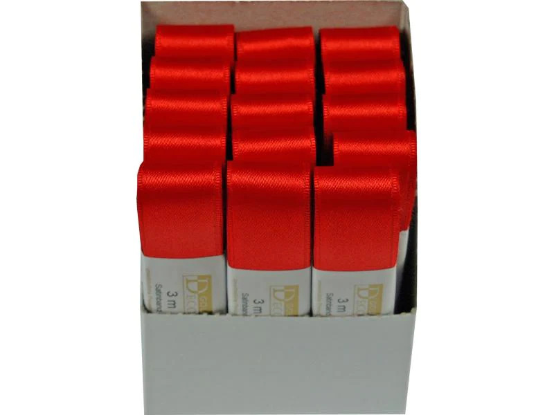 GOLDINA Satinband 25 mm x 3 m, Rot, 1 Stück