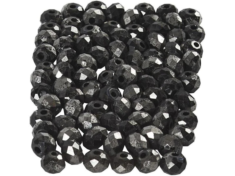 Creativ Company Glasschliffperlen 3 mm x 4 mm Schwarz