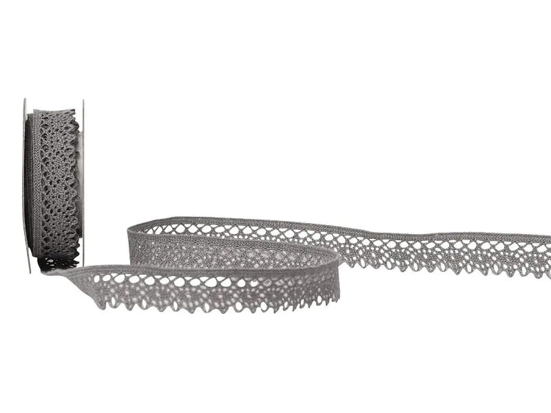 Spyk Spitzenband Cubino Spitzen 14 mm x 2 m, Grau