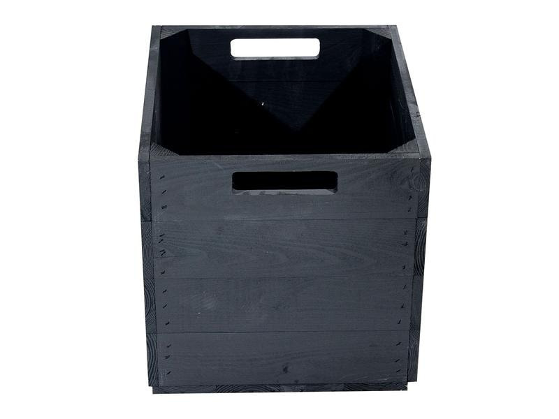Holz Zollhaus Aufbewahrungskiste Vintage 33 x 38 cm, Schwarz