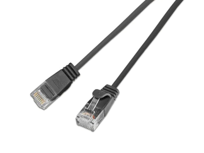 SLIM Slimpatchkabel RJ-45 - RJ-45, Cat 6, UTP, 1 m, Schwarz