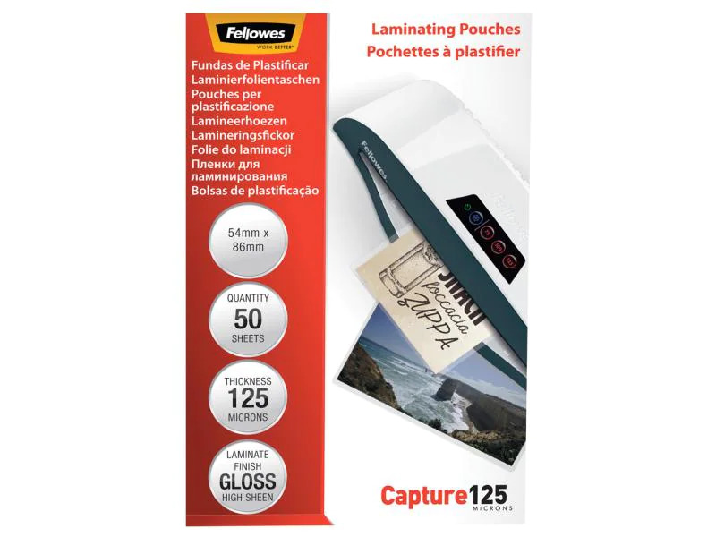 Fellowes Laminierfolie 5.4 x 8.6 mm, 125 µm, 50 Stück, Glänzend