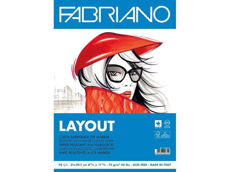 Fabriano Zeichenblock Layout A4, 70 Blatt
