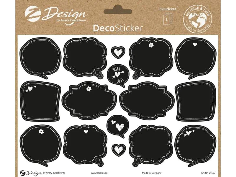 Z-Design Motivsticker A5 Deko Tafel, Schwarz/Weiss, 32 Aufkleber