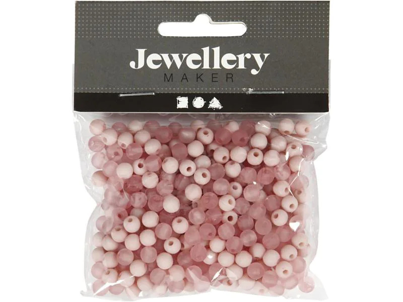 Creativ Company Kunststoffperlen 6 mm, Rosa, 150 Stk.