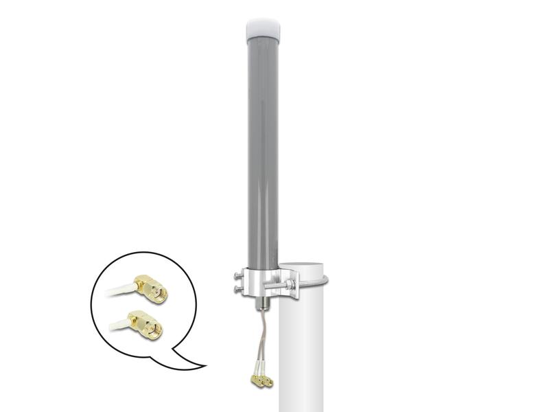 Delock LTE/WLAN/GPS-Antenne Outdoor RP-SMA/SMA 3 dBi Rundstrahl