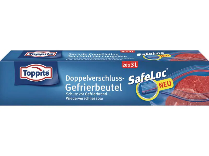 Toppits Gefrierbeutel Doppelverschluss SafeLoc, 20 Stück