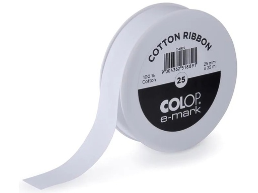 [90100004 1106616] Colop Textilband e-mark 25 mm x 25 m, Weiss