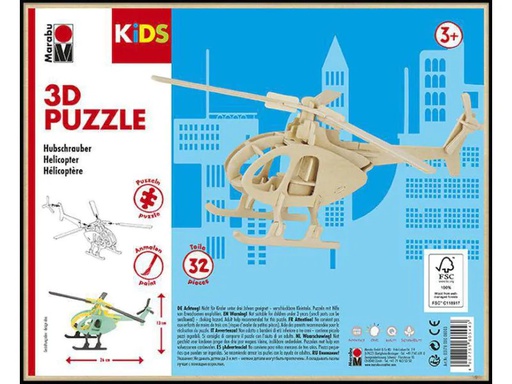 [90100019 994499] Marabu Holzartikel 3D Puzzle, Helikopter