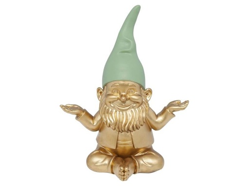 [90100546 973781] Kare Dekofigur Zwerg Sitting, Gold-Grün
