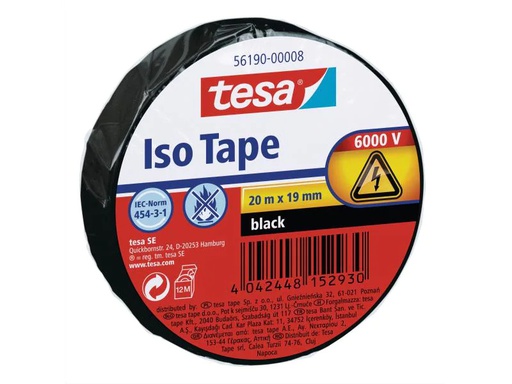 [90100867 339052] tesa Isolierband Iso Tape 19 mm x 20 m, Schwarz