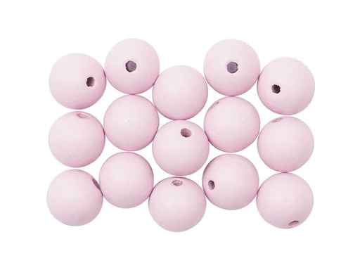 [90101310 1193006] Rico Design Holzperlen Gebohrt 12 mm Rosa, 15 Stück