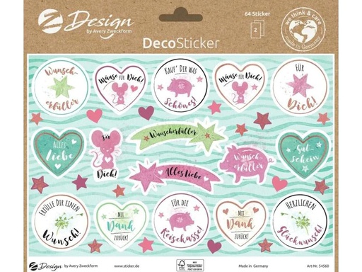 [90101816 1058291] Z-Design Motivsticker A5 Deko Gutschein, Bunt, 64 Aufkleber