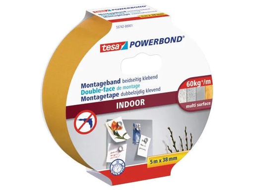 [90101828 339077] tesa Montageband Powerbond Indoor 5 m x 38 mm