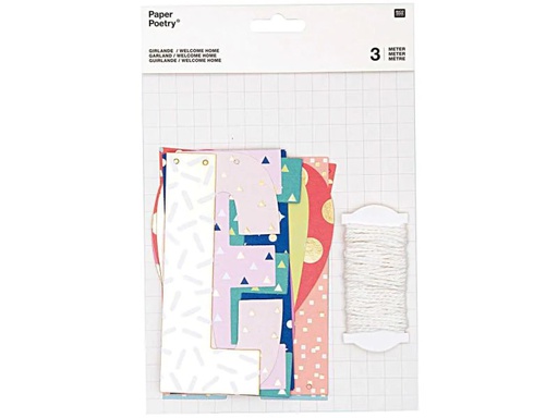 [90102300 988575] Rico Design Girlande Welcome Home 3 m, Mehrfarbig