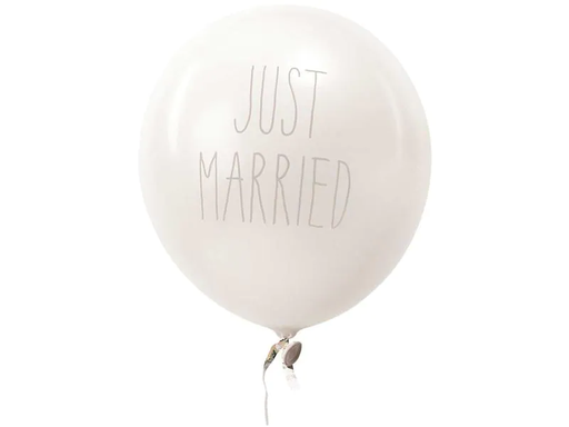 [90102601 1146437] Rico Design Luftballon Just Married Ø 30 cm, 12 Stück, Weiss