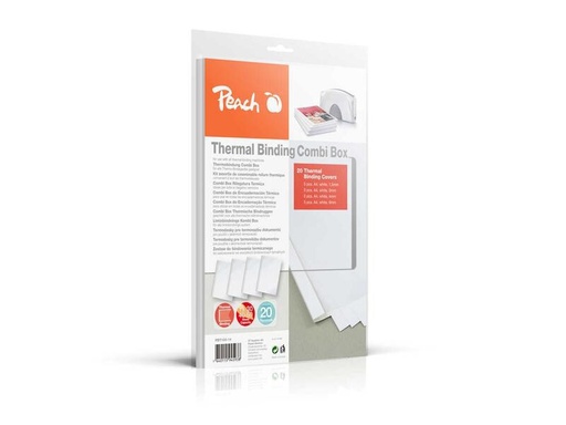 [90102902 228415] Peach Einbanddeckel Kombi Box A4, für 15-60 Blatt, 20 Stück, Weiss