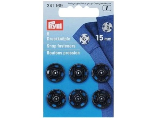 [90103137 1087949] Prym Druckknöpfe Ø 15 mm, Schwarz, 6 Stück