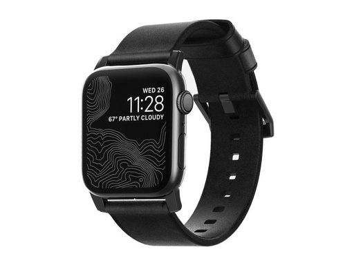 [90103216 847496] Nomad Lederarmband Modern Strap Apple Watch Schwarz/Schwarz