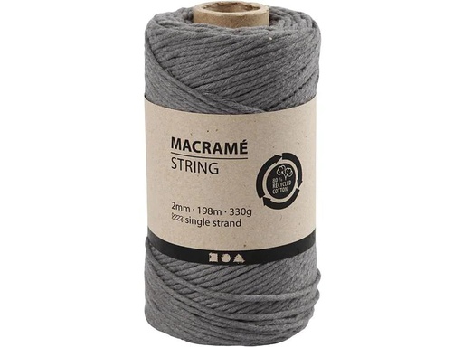 [90001009 1140347] Creativ Company Baumwollgarn Makramé 330 g, Grau