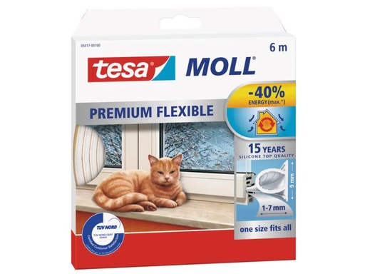 [90103532 339089] tesa Gummidichtung MOLL Premium Flexible 1 Stück, Weiss
