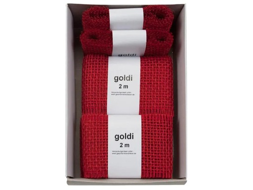 [90103908 641043] GOLDINA Juteband 6 cm x 2 m, Rot, 1 Stück