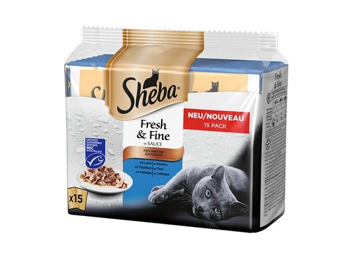 [90103935 1109588] Sheba Nassfutter Fresh &amp; Fine in Sauce Fisch Variation, 15 x 50 g