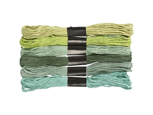 [90104251 710734] Creativ Company Stickgarn Baumwolle Grün 6 Bündel à 8 m