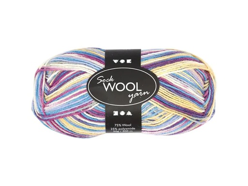 [90104706 1057932] Creativ Company Wolle 50 g für Socken, Creme/Lila