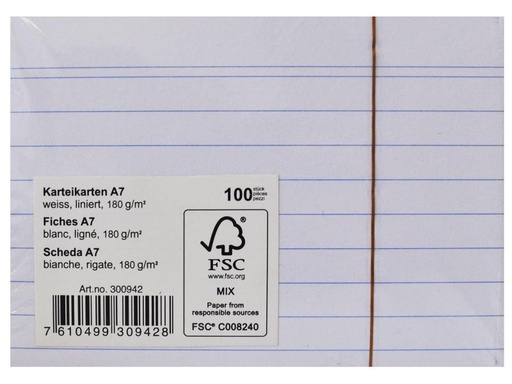 [90104734 879909] Office Karteikarten A7 Liniert
