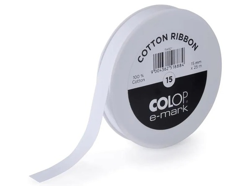 [90104929 1106615] Colop Textilband e-mark 15 mm x 25 m, Weiss