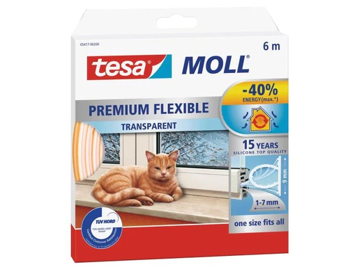 [90105191 339090] tesa Gummidichtung MOLL Premium Flexible 1 Stück, Transparent