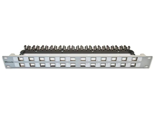 [90105467 295616] Wirewin Patchpanel 24 Port, Keystone, 1HE 19 Rack Hellgrau