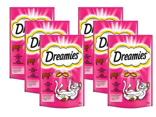 [90105531 565558] Dreamies Katzen-Snack mit Rind, 6 x 60g