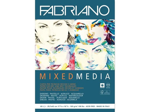 [90105965 1116222] Fabriano Malblock Mixed Media A3, 60 Blatt