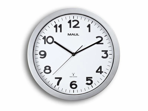 [90010635 609182] Maul Wanduhr MAULstep Ø 35 cm Silber/Weiss