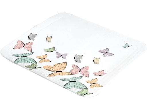 [90106779 648386] Kleine Wolke Duschwanneneinlage Butterflies 55 x 55 cm, Mehrfarbig/Weiss