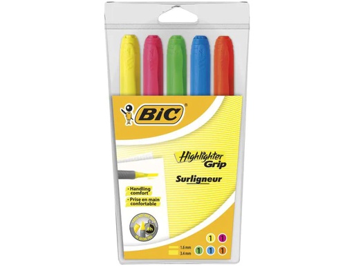 [90106830 912343] BIC Textmarker Highlighter Grip 5 Stück