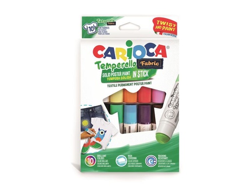 [90107110 1170274] Carioca Plakatfarbe Temperello Fabric 10 Stück, Mehrfarbig